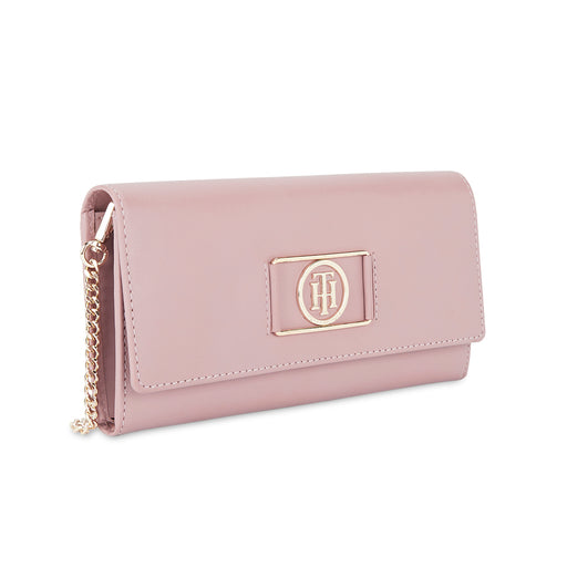 Tommy Hilfiger Vittoria Womens Leather Flap Wallet With Sling Pink