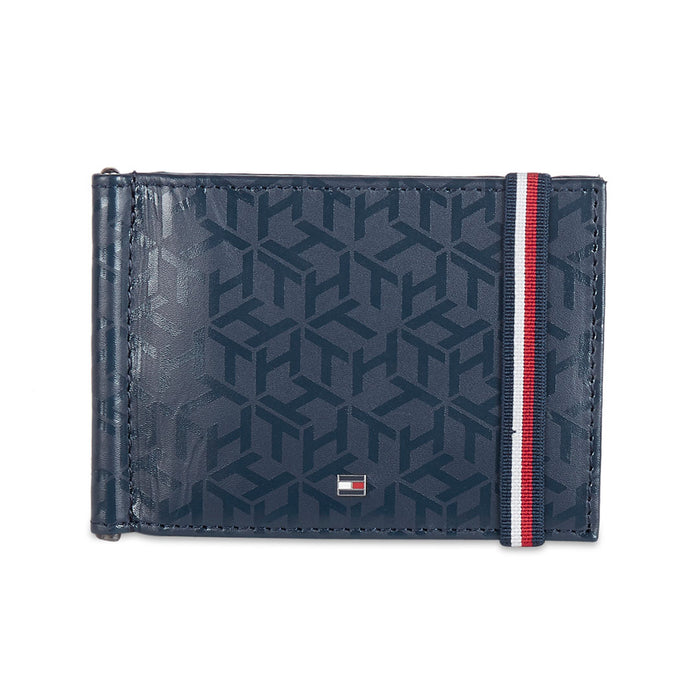Tommy Hilfiger Franco Club Mens Leather Moneyclip Wallet Navy