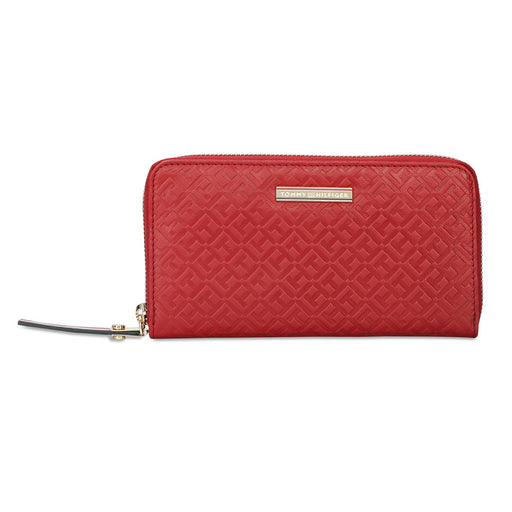 Tommy Hilfiger Miley Womens Leather Zip Around Wallet Red