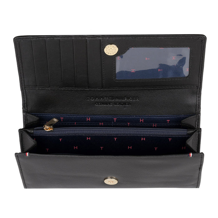Tommy Hilfiger Taliyah Womens Leather Flap Wallet Black