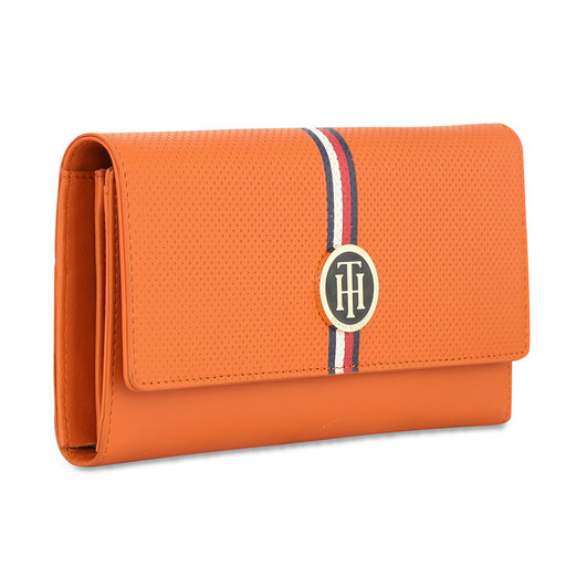 Tommy Hilfiger Charlee Womenbs Leather Flap Wallet Orange